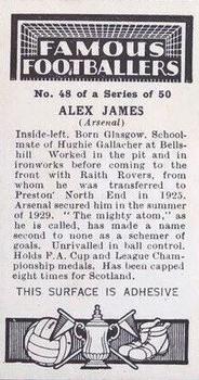 1936 Godfrey Phillips Famous Footballers #48 Alex James Back
