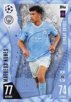 2023-24 Topps Match Attax UEFA Club Competitions Extra - Blue Crystal #2 Matheus Nunes Front