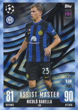 2023-24 Topps Match Attax UEFA Club Competitions Extra - Blue Crystal #149 Nicolò Barella Front