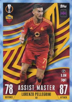 2023-24 Topps Match Attax UEFA Club Competitions Extra - Blue Crystal #151 Lorenzo Pellegrini Front