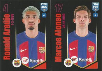 2024 Panini FIFA 365 Stickers #152a/152b Ronald Araújo / Marcos Alonso Front