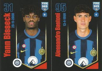 2024 Panini FIFA 365 Stickers #297a/297b Yann-Aurel Bisseck / Alessandro Bastoni Front