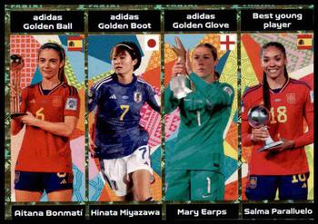 2024 Panini FIFA 365 Stickers #423 Aitana Bonmatí / Hinata Miyazawa / Mary Earps / Salma Paralluelo Front