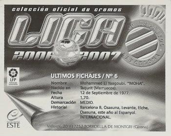 2006-07 Panini Liga Este Stickers - Ultimos Fichajes #6 Moha Back