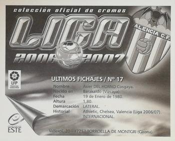 2006-07 Panini Liga Este Stickers - Ultimos Fichajes #17 Del Horno Back