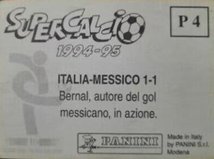 1994-95 Panini Supercalcio Stickers - L'Italia a USA '94 / Grazie, Azzurri! #P4 Italia vs Mexico / Roberto Baggio Back
