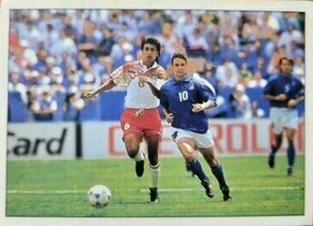 1994-95 Panini Supercalcio Stickers - L'Italia a USA '94 / Grazie, Azzurri! #P4 Italia vs Mexico / Roberto Baggio Front