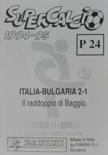 1994-95 Panini Supercalcio Stickers - L'Italia a USA '94 / Grazie, Azzurri! #P24 Roberto Baggio Back