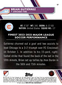 2023 Finest MLS - Aqua Refractor #17 Brian Gutiérrez Back