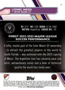 2023 Finest MLS - Purple Refractor #1 Lionel Messi Back