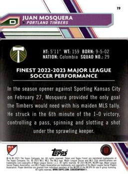 2023 Finest MLS - Purple Refractor #19 Juan Mosquera Back