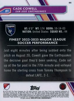 2023 Finest MLS - Purple Refractor #44 Cade Cowell Back