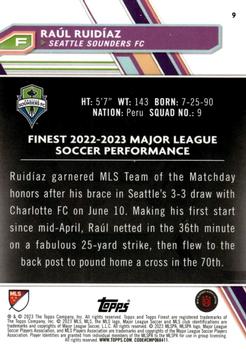 2023 Finest MLS - Blue Refractor #9 Raúl Ruidíaz Back