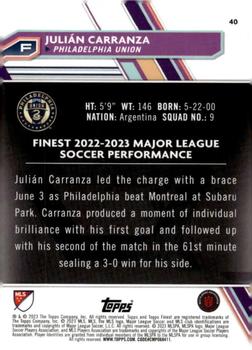 2023 Finest MLS - Blue Refractor #40 Julián Carranza Back