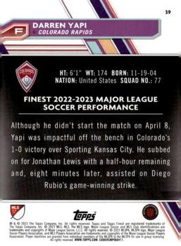 2023 Finest MLS - Pink Prism Refractor #39 Darren Yapi Back