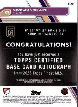 2023 Finest MLS - Base Autographs #A-GC Giorgio Chiellini Back