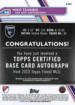 2023 Finest MLS - Base Autographs #A-NT Niko Tsakiris Back