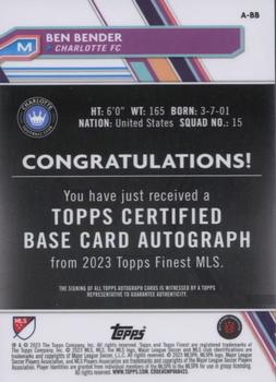 2023 Finest MLS - Base Autographs Neon Green Refractor #A-BB Ben Bender Back