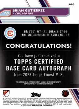 2023 Finest MLS - Base Autographs Neon Green Refractor #A-BG Brian Gutiérrez Back