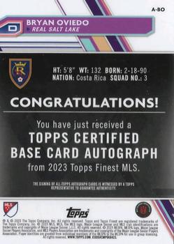 2023 Finest MLS - Base Autographs Neon Green Refractor #A-BO Bryan Oviedo Back