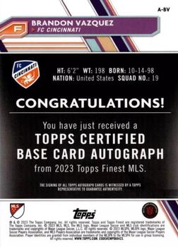 2023 Finest MLS - Base Autographs Neon Green Refractor #A-BV Brandon Vazquez Back