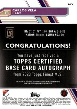 2023 Finest MLS - Base Autographs Neon Green Refractor #A-CV Carlos Vela Back