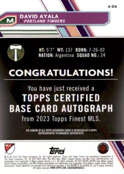 2023 Finest MLS - Base Autographs Neon Green Refractor #A-DA David Ayala Back
