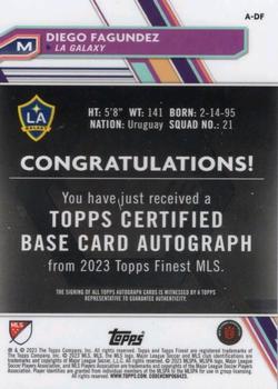 2023 Finest MLS - Base Autographs Neon Green Refractor #A-DF Diego Fagundez Back