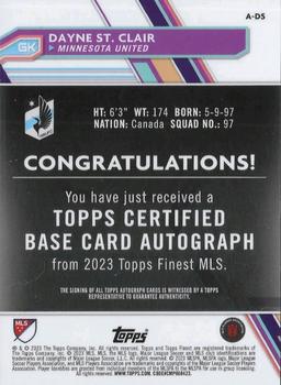 2023 Finest MLS - Base Autographs Neon Green Refractor #A-DS Dayne St. Clair Back