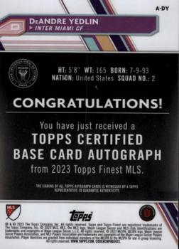 2023 Finest MLS - Base Autographs Neon Green Refractor #A-DY DeAndre Yedlin Back