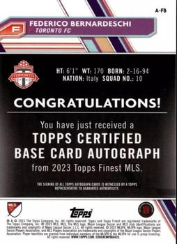 2023 Finest MLS - Base Autographs Neon Green Refractor #A-FB Federico Bernardeschi Back