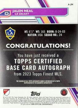 2023 Finest MLS - Base Autographs Neon Green Refractor #A-JN Jalen Neal Back