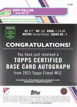 2023 Finest MLS - Base Autographs Neon Green Refractor #A-KK Kipp Keller Back