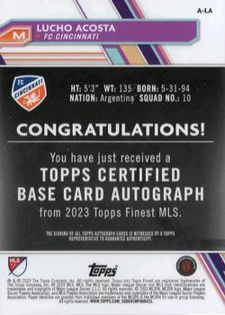 2023 Finest MLS - Base Autographs Neon Green Refractor #A-LA Lucho Acosta Back