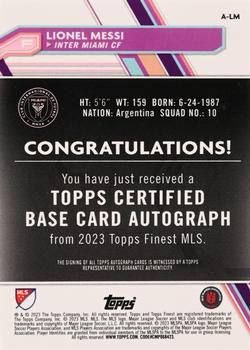 2023 Finest MLS - Base Autographs Neon Green Refractor #A-LM Lionel Messi Back