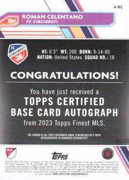 2023 Finest MLS - Base Autographs Neon Green Refractor #A-RC Roman Celentano Back