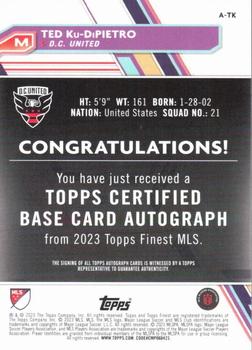 2023 Finest MLS - Base Autographs Neon Green Refractor #A-TK Ted Ku-DiPietro Back