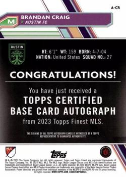 2023 Finest MLS - Base Autographs Red Refractor #A-CR Brandan Craig Back