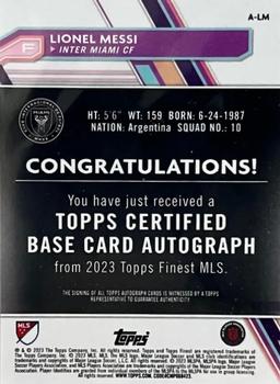 2023 Finest MLS - Base Autographs Red Refractor #A-LM Lionel Messi Back