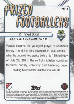 2023 Finest MLS - Prized Footballers Fusions Variation Red/Red #PFF-3 Obed Vargas Back