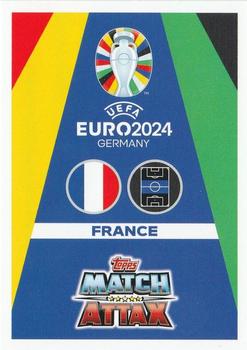 2024 Topps Match Attax Euro 2024 Germany - Green Emerald Holograph #FRA8 Aurélien Tchouameni Back