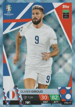 2024 Topps Match Attax Euro 2024 Germany - Blue Crystal Holograph #FRA17 Olivier Giroud Front