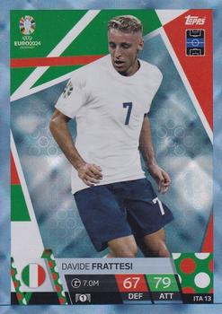 2024 Topps Match Attax Euro 2024 Germany - Blue Crystal Holograph #ITA13 Davide Frattesi Front