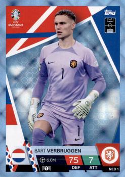 2024 Topps Match Attax Euro 2024 Germany - Blue Crystal Holograph #NED1 Bart Verbruggen Front