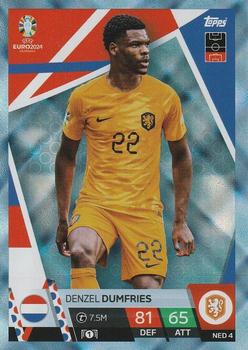 2024 Topps Match Attax Euro 2024 Germany - Blue Crystal Holograph #NED4 Denzel Dumfries Front