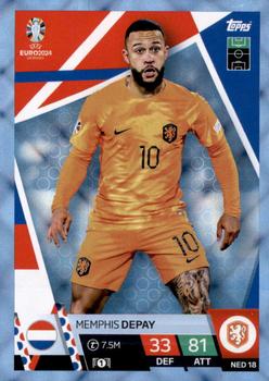2024 Topps Match Attax Euro 2024 Germany - Blue Crystal Holograph #NED18 Memphis Depay Front