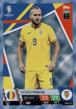 2024 Topps Match Attax Euro 2024 Germany - Blue Crystal Holograph #ROM17 George Puşcaş Front