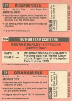 1980-81 Topps Footballer (Pink Back) #35 / 164 / 137 Graham Rix / George Burley / Ricardo Villa Back