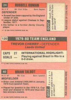 1980-81 Topps Footballer (Pink Back) #40 / 120 / 24 Brian Talbot / Trevor Cherry / Russell Osman Back