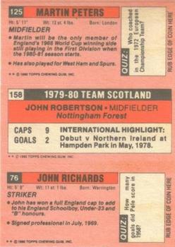 1980-81 Topps Footballer (Pink Back) #76 / 158 / 125 John Richards / John Robertson / Martin Peters Back